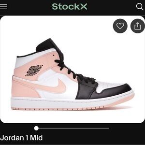 Jordan 1 Mid Women's Sneakers - Black, White, and Pink